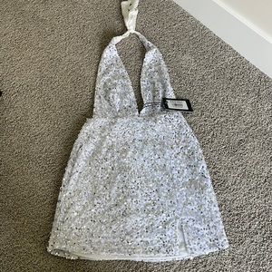 Hello Molly white sequin party dress. Size Small. Worn once. Still has tags.